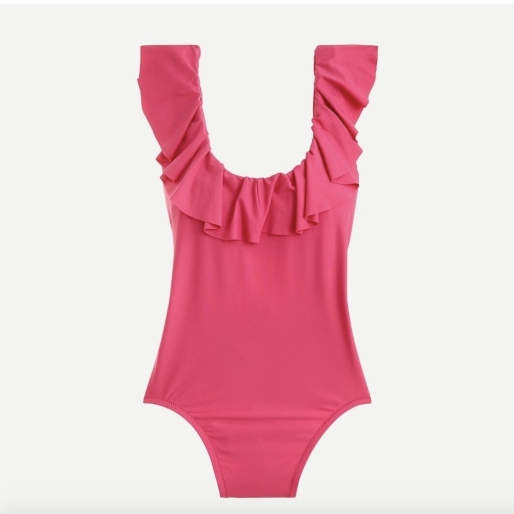 J.Crew Ruffle Scoop Back One Piece Swimsuit